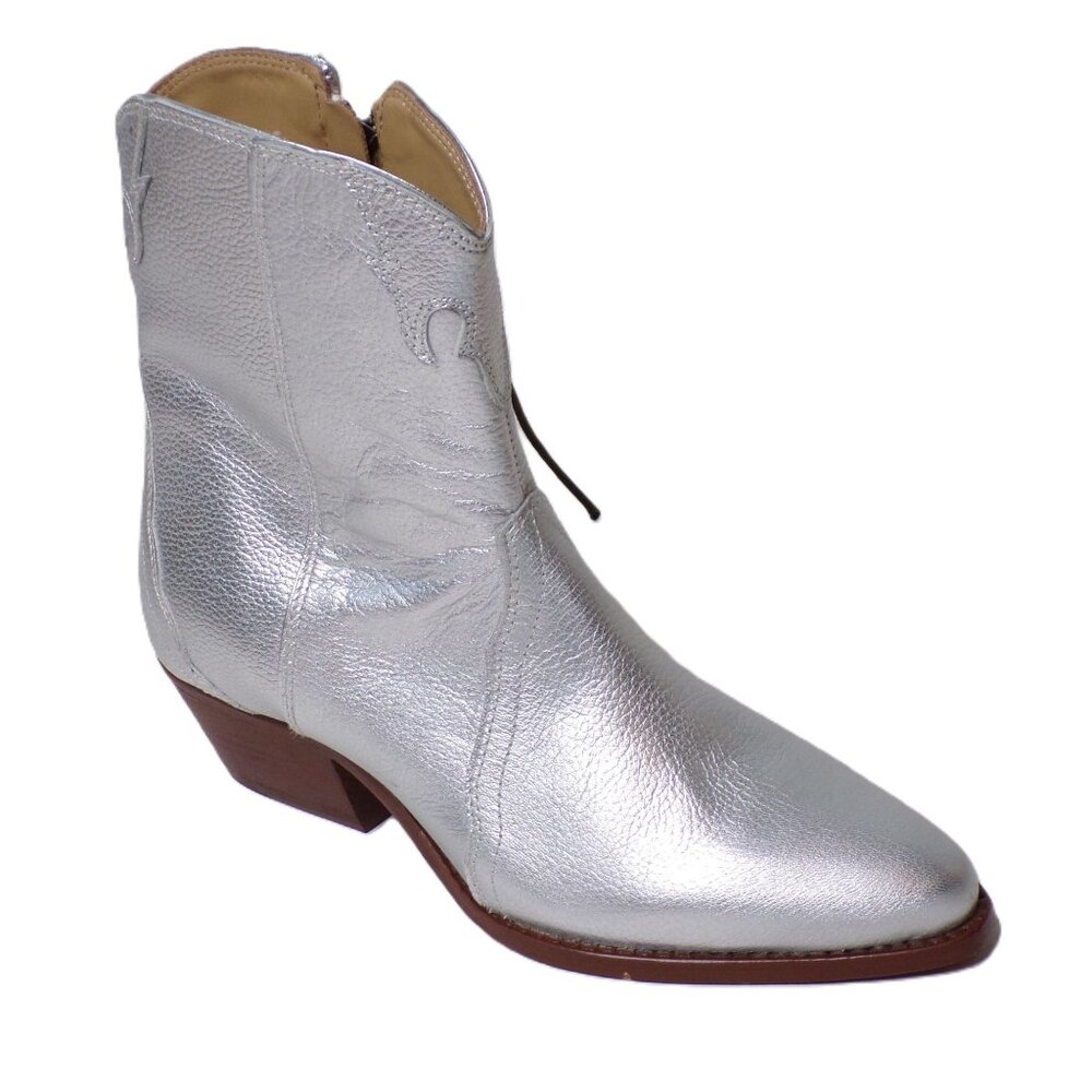 🆕FREE PEOPLE New Frontier Western Ankle Bootie Boot 6.5 Silver - Picture 10 of 12